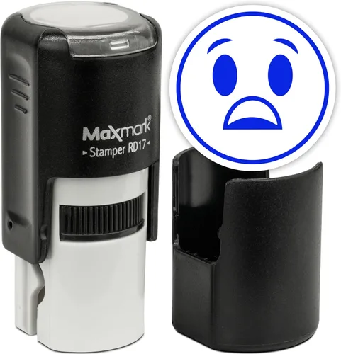 Vista 107 de MaxMark Sello de Emoji Autoentintado Redondo - Enojada - Tinta Negra
