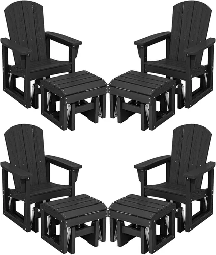 Vista 19 de SERWALL Silla Planeadora para Exteriores, Silla Planeadora de Patio HDPE Balancín Resistente a Todo Clima para Exteriores, Negro