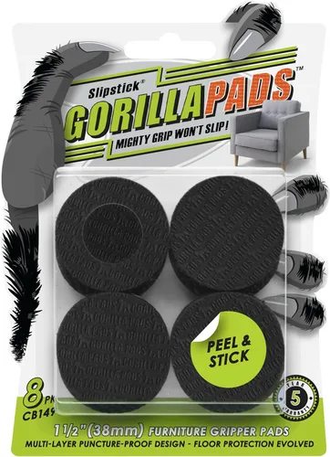 Vista 10 de Slipstick GorillaPads CB147 Almohadillas Antideslizantes para Muebles/Pies de Agarre (Juego de 16) Protectores de Piso de Goma Autoadhesivos, 1
