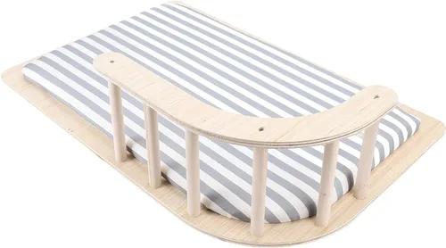 Vista 7 de Elevated Cat Bed Raised Cat Bed Wooden Hammock with Soft Warm Cushion & Fence for Small Dogs Cats Easy Assembly Cleaning (Striped Style)