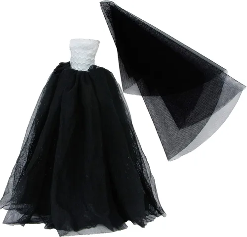 Vista 5 de BJDBUS para ropa de muñeca de niña de 11.5 pulgadas, vestido de novia verde con cola y velo, vestido de gala para cena