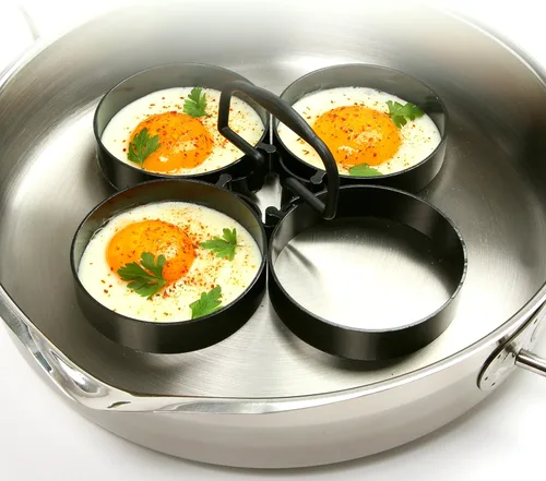 Vista 4 de Nonstick anillo de silicona para panqueques y huevos, 4 unidades, talla única , Negro