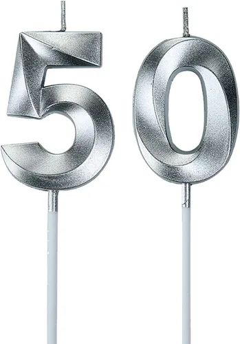 Vista 6 de Bailym Velas negras de 50 cumpleaños, decoración de pastel número 50 para hombres, decoración de fiesta de cumpleaños