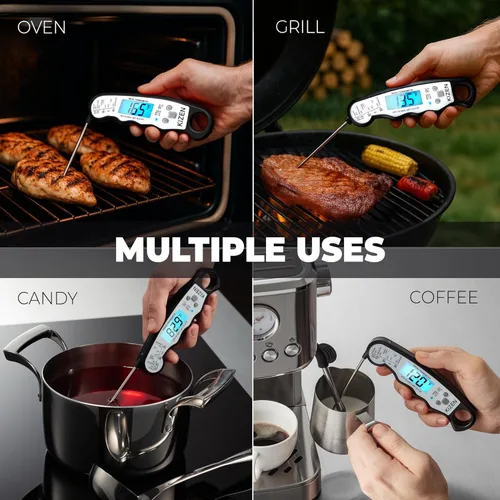 Vista 6 de Termómetro digital de lectura instantánea para carne de KIZEN - Termómetro de alimentos para cocinar, parrilla, horno, barbacoa - Clasificación IP67