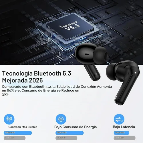 Vista 3 de Auriculares inalámbricos Samsung Bluetooth para Galaxy S26 S25 Ultra S24 S23 FE S22 S21 Plus A17 A16 A15 60H Playtime Bluetooth 5.3 Cancelación