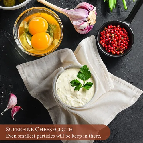 Vista 5 de eFond Paños de queso, paquete de 3, cuadrados de 20 x 20 pulgadas con bordes con dobladillo, grado 100 ultra fino reutilizable para colar, paños