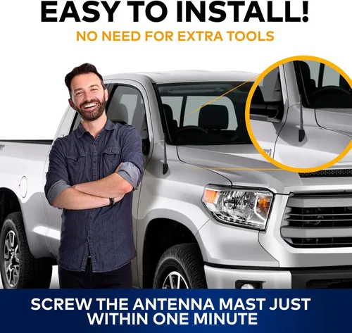 Vista 4 de TrunkNets Inc Antena MAST de 6.5″ Negro para Toyota Tundra 2000-2020