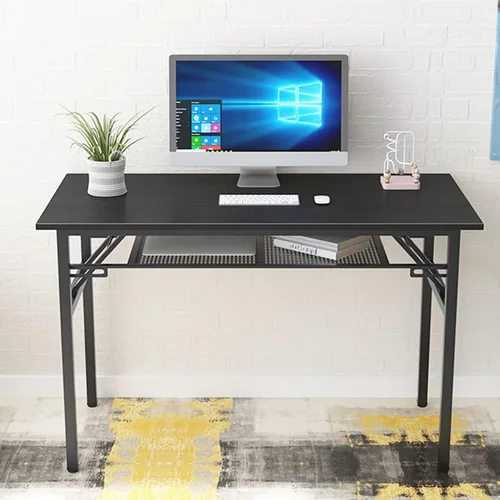 Vista 4 de Need Escritorio plegable para computadora con estante de almacenamiento, escritorio de oficina en casa de 47 pulgadas, mesa plegable, escritorio