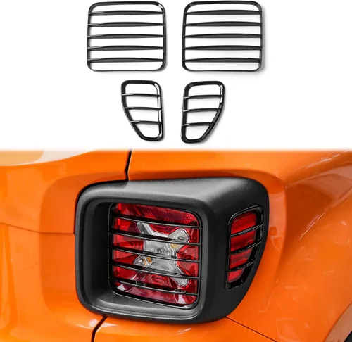 Hoolcar Cubiertas de lámpara de luz trasera de ABS, protector de luz trasera para Jeep Renegade 2016-2021, Negro