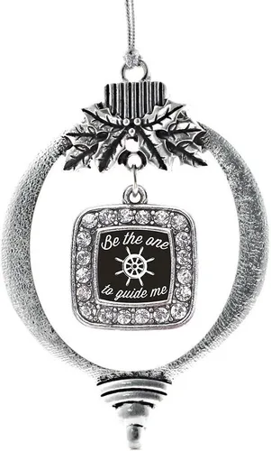 Vista 224 de Inspired Silver - Adorno de flor de iris - Adornos navideños con dije cuadrado de plata con joyas de circonita cúbica