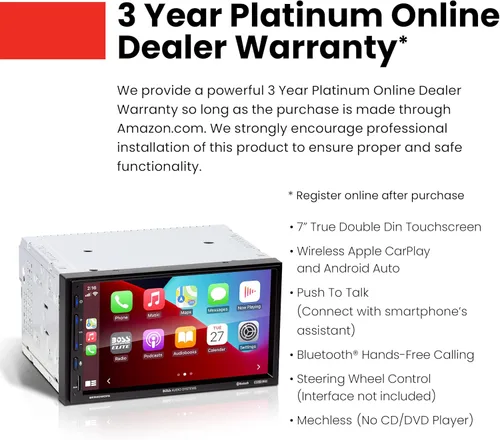 Vista 5 de BOSS Audio Systems Elite BE920WCPA - Estéreo para automóvil – Pantalla de 7 pulgadas, unidad principal inalámbrica Apple CarPlay y Android Auto