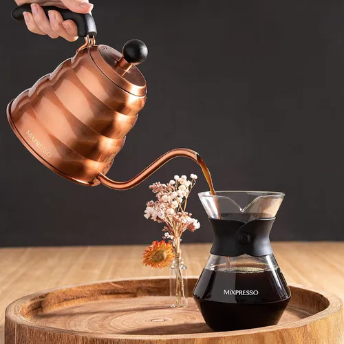 Vista 7 de Mixpresso Hervidor de Café Pour Over con Cuello de Ganso, Diseño de Control de Vertido Barista para Café y Té, Acero Inoxidable de Alta Calidad 1.2