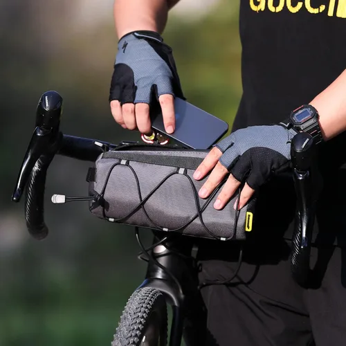 Vista 6 de Rhinowalk Bolsa de manillar de bicicleta, bolsa delantera de bicicleta, bolsa de hombro bolsa de almacenamiento con correa para el hombro