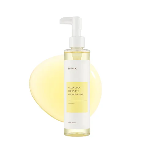 Aceite de limpieza profunda completo de caléndula iUNIK, 6.70 fl oz, 94% de aceite natural, removedor de maquillaje para maquillaje impermeable.