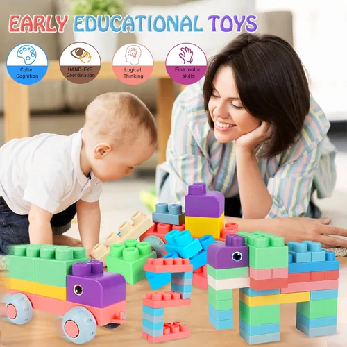 Vista 5 de Bloques de construcción suaves para niños pequeños, bloques para niños de 6 meses en adelante, bloques apilables grandes y creativos, 20 piezas