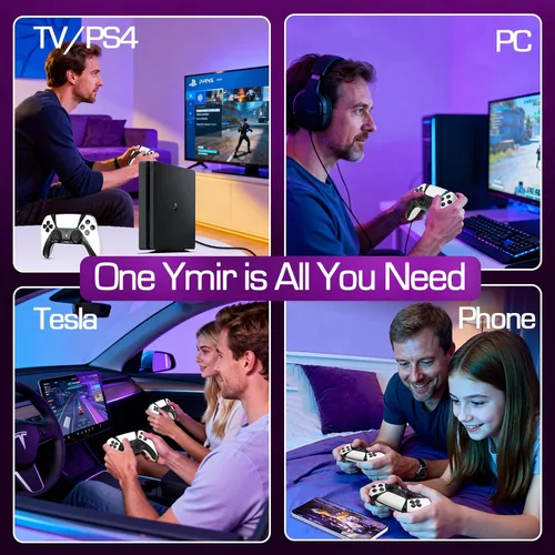 Vista 3 de Enstixsm Controladores universales Luna para PC Fire Stick TV PS4 Steam Phone Tablet, control de juego inalámbrico con 2 paletas traseras y turbo