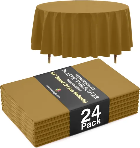Vista 17 de Exquisite 66% Thicker Premium Aqua Round Tablecloth 0.5 Mil 6 Pack Plastic Table Cloth Disposable 84 Inch Round Plastic Tablecloth Won't Tear Easily