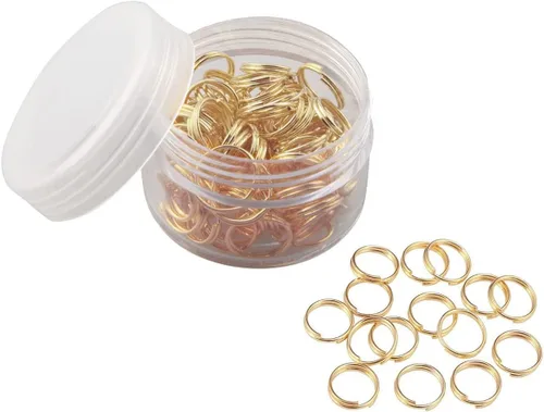 Vista 4 de 1 caja de anillos divididos de doble bucle, conectores de mini llaveros para hacer joyas, collares, pulseras, aretes, manualidades