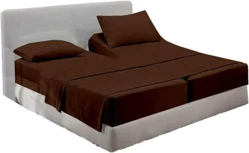 Vista 36 de Juego de sábanas divididas tamaño Queen para cama ajustable, juego de sábanas divididas de 5 piezas para cama Queen dividida de 600 hilos, 100%