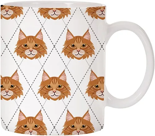 Vista 18 de Adorable taza de café de cerámica con diseño de raza de gato con diseño de rombos de 11 oz (Tuxedo)