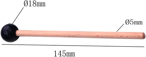 Vista 2 de 2pcs Bell Mallets de madera Palillos de tambor de goma negra xilófono Mazo de percusión con mango de madera Instrumentos Principiantes Baquetas
