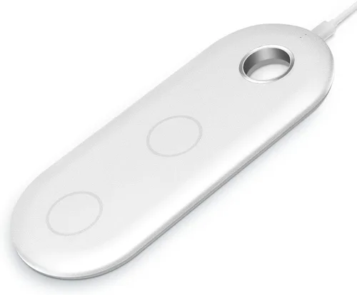 Vista 2 de TECSO Almohadilla de carga inalámbrica 3 en 1 para dispositivos Apple como Apple Watch, AirPods y iPhone, para todos los teléfonos inteligentes