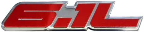 Vista 3 de Emblema de aluminio real de 6.1 litros de color rojo en plata pulida Hemi Engine compatible con Dodge Charger Challenger Magnum Jeep Grand Cherokee