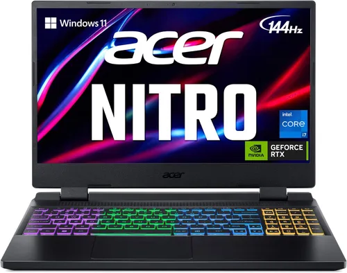 Vista 16 de Laptop Acer Nitro V para juegos Procesador Intel Core i5-13420H GPU NVIDIA GeForce RTX 3050 Pantalla IPS FHD de 15.6" 144Hz 8GB DDR5 SSD