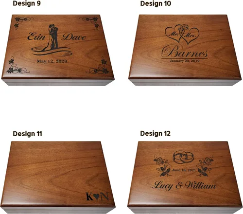 Vista 6 de Engraved Wooden Keepsake Box, Personalized Memory, Large Wooden Box with Hinged Lid, Wedding Gift Box for Couple, Custom Memory Box