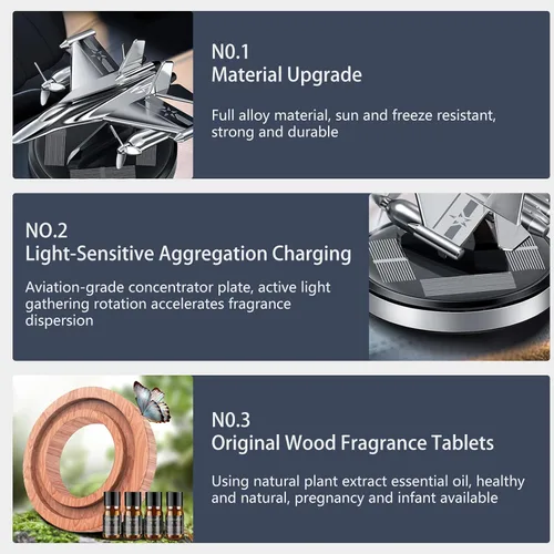 Vista 4 de Warplane - Ambientador de coche giratorio solar para coche, perfume para avión