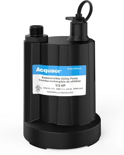 Vista 7 de Acquaer Bomba de agua sumergible automática de 1/3 HP, bomba de sumidero de 115 V con adaptador de válvula de retención de manguera de jardín de 3/4