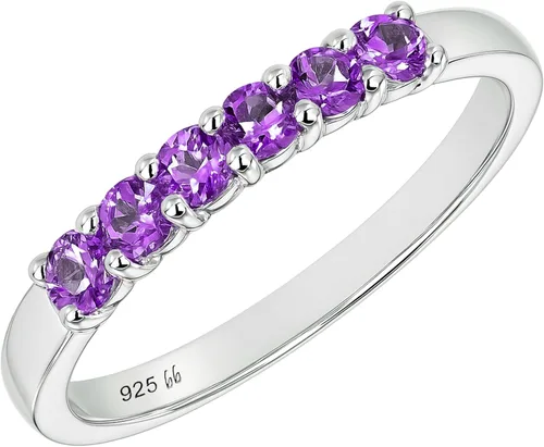 Vista 12 de Boston Bay Diamonds Sterling Silver 6 Birthstone Eternity Fashion Band 01 de enero - Granate genuino