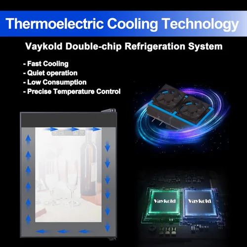 Vista 7 de Refrigerador de vino de 12 botellas Refrigerador de vino termoeléctrico con puerta de vidrio espejado Enfriador de vino independiente para bar