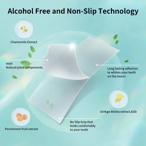 Vista 4 de Kit de tiras blanqueadoras dentales, 7 tratamientos (14 tiras), contiene bolígrafo blanqueador de dientes, antideslizante, blanqueador de dientes