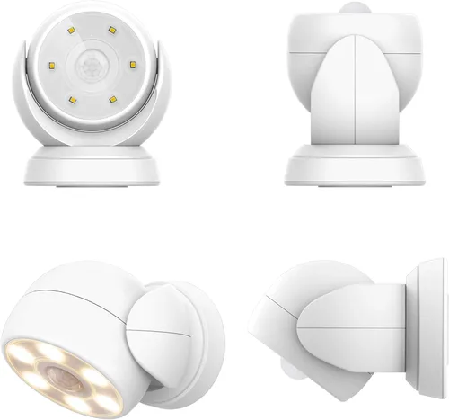 HONWELL Luz con sensor de movimiento funciona con pilas, luz de seguridad inalámbrica para exteriores, luz de seguridad, sensor de luz de encendido