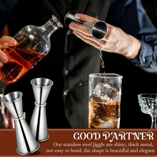 Vista 5 de Yaomiao Jigger de 2 onzas y 1 oz para bartending doble cóctel jigger japonés Jigger taza medidora de acero inoxidable para el hogar, bar, licor