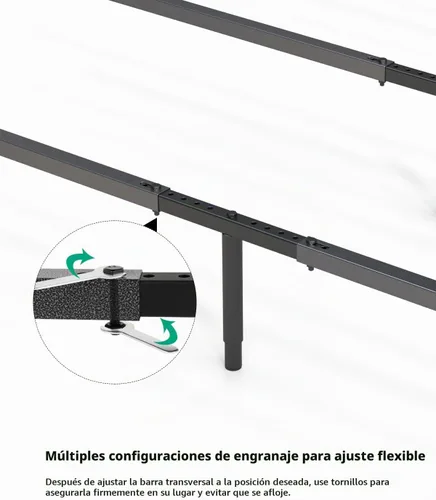 Vista 5 de BaiNong Marco de cama de metal Queen de 58 a 68 pulgadas, soporte central