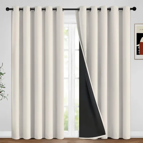 Vista 87 de Yakamok Cortinas 100% opacas para dormitorio, 2 paneles, cortinas de ventana completamente opacas, paneles de ventana con aislamiento térmico