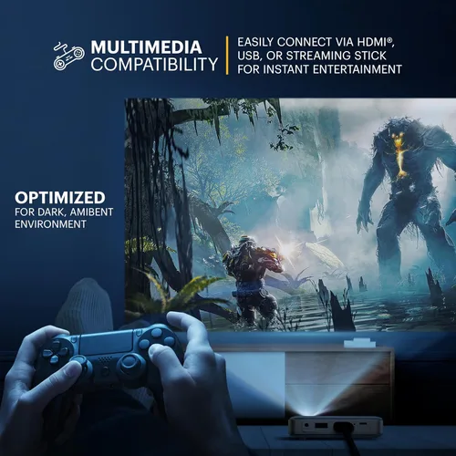 Vista 8 de Kodak Luma 150 Mini proyector inalámbrico Pico, DLP, soporta 1080p, altavoz integrado y batería recargable, HDMI/USB/microSD, estuche de viaje