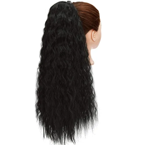 Vista 2 de Cola de caballo con cordón para mujeres negras, extensión de cola de caballo ondulada, extensión de cola de caballo rizada, extensiones de cabello