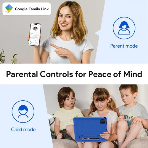 Vista 3 de ApoloSignage Tablet para niños, tableta Android 13 de 10.1 pulgadas para niños, almacenamiento ampliable, batería de larga duración, WiFi