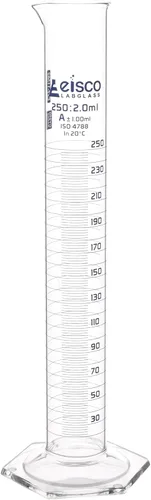 Vista 7 de Cilindro graduado, 0.3 fl oz - Tolerancia Clase A ±0.0.3 fl oz - Base hexagonal - Graduaciones azules - Vidrio de borosilicato 3.3 - Eisco Labs