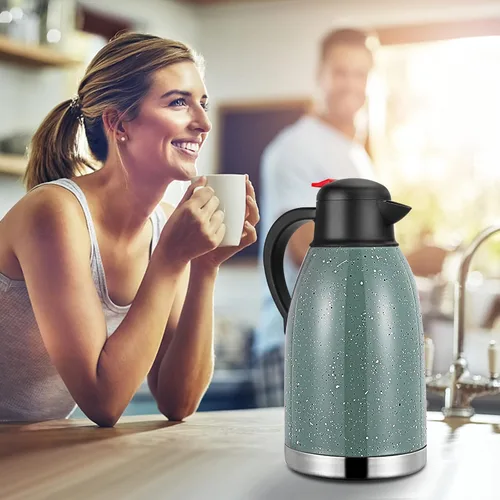 Vista 8 de Yummy Sam Jarra térmica de café de acero inoxidable de 68 onzas (2 elevadores) de doble pared al vacío, dispensador de bebidas de café y agua