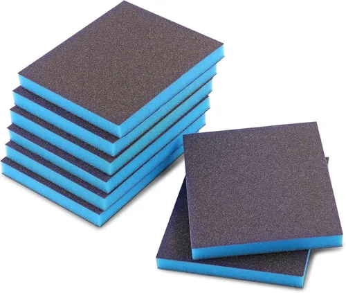 Vista 8 de 4 esponjas de lijado de grano 60, bloques de lijado gruesos, lavables y reutilizables, esponja de papel de lija seco húmedo para madera, metal