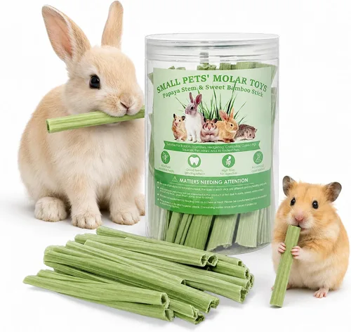 60 palitos masticables de conejo, juguetes molares para conejillos de