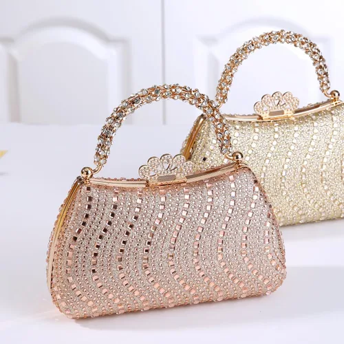 Vista 7 de Dreubea Bolso de noche brillante para mujer, bolso de noche con diamantes de imitación de moda