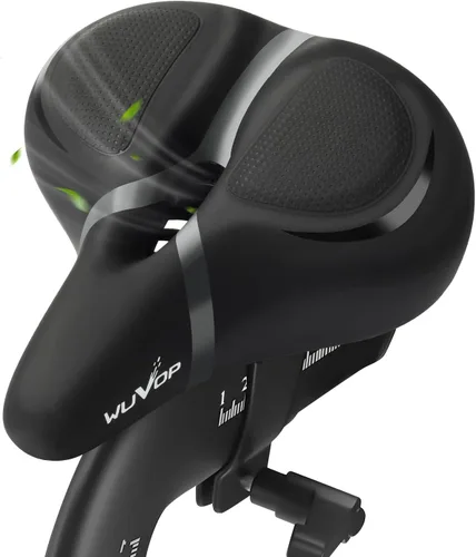 Vista 8 de Asiento de bicicleta de gran tamaño, asiento de bicicleta ancho para comodidad de mujeres y hombres, sillín de bicicleta universal impermeable