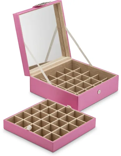 Vista 5 de Caja organizadora clásica con 50 compartimientos para joyería para aretes, anillos, brazaletes o collares