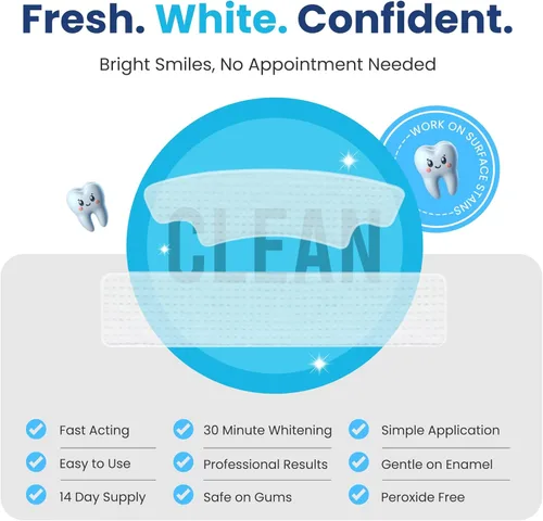 Vista 4 de Pro White Advanced - Tiras blanqueadoras de dientes con sabor a menta fresca, tiras blanqueadoras con 14 aplicaciones para un fácil uso diario