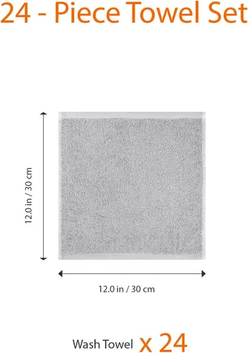 Vista 6 de Amazon Basics Toallas de algodón para la cara, suaves, absorbentes, paquete de 12, color negro, 12 x 12 pulgadas